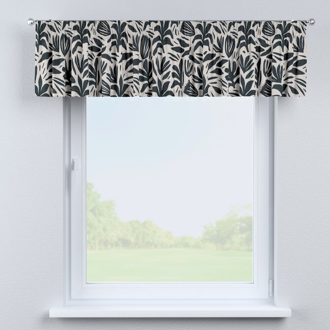 Dekoria Krátký závěs na řasící pásce, rostlinný motiv na krémovém podkladu, 260 x 40 cm, Botanic Viscose, 145-21