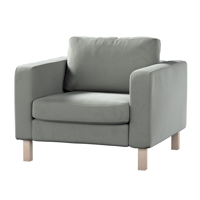 Dekoria Potah na křeslo IKEA Karlstad, krátký, šedá, potah na křeslo Karlstad krátký, Living Velvet, 704-58