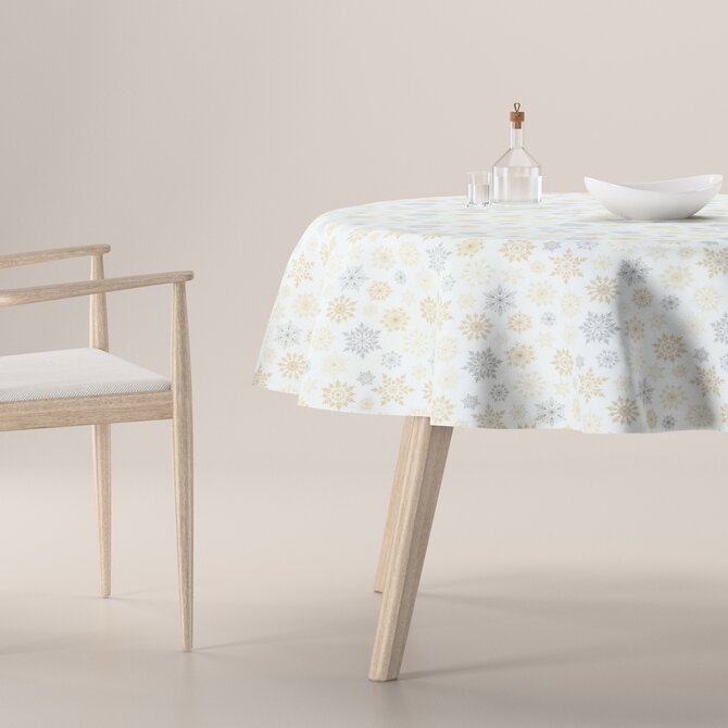 Dekoria Ubrus kulatý, zlatá, stříbrná, bílá, Christmas, 629-43