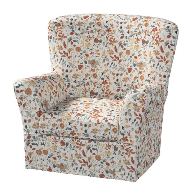 Dekoria Potah na křeslo Tomelilla vysoké provedení, se záložkami, oranžovo-zelená, kØeslo Tomelilla, Cosy Home, 145-12