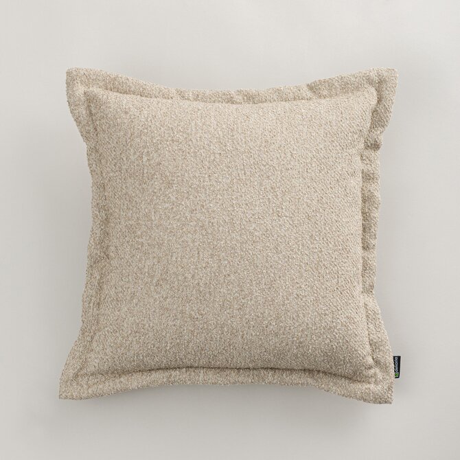 Dekoria Mona - potah na polštář hladký lem po obvodu, béžová melanž, 45 x 45 cm, Boucle Mist, 145-43