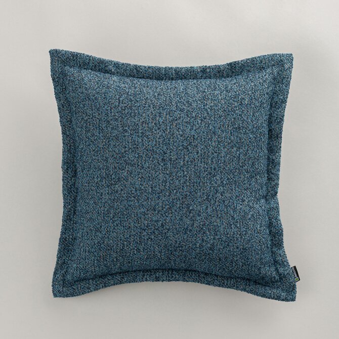 Dekoria Mona - potah na polštář hladký lem po obvodu, modro-tmavě modrá melanž, 45 x 45 cm, Boucle Mist, 145-44