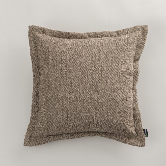 Dekoria Mona - potah na polštář hladký lem po obvodu, tmavě béžová melanž, 45 x 45 cm, Boucle Mist, 145-45