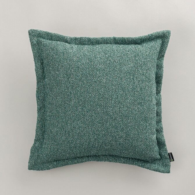 Dekoria Mona - potah na polštář hladký lem po obvodu, zelená melanž, 45 x 45 cm, Boucle Mist, 145-47