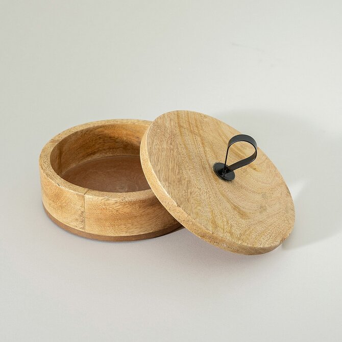 Dekoria Dřevěná nádoba s víkem Cubero 19x12 cm, 19x19x12 cm