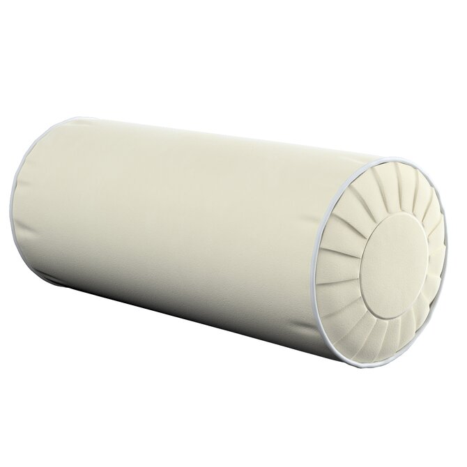 Dekoria Válec s čelními záložkami a lemovkou, smetanově bílá, Velvet, 704-36