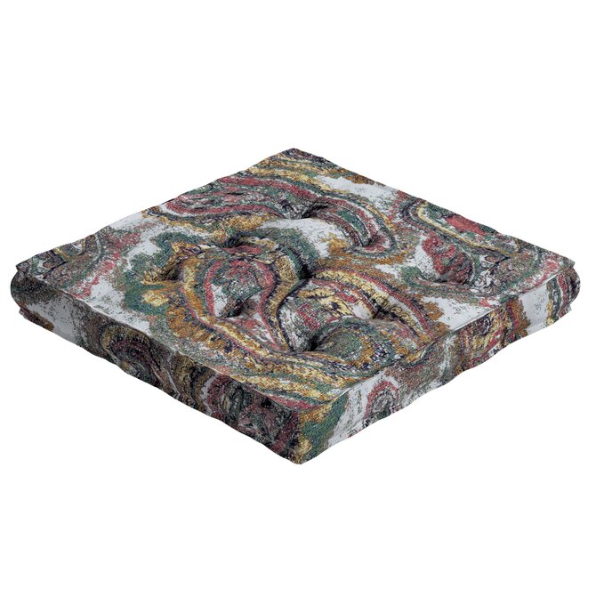 Dekoria Sedák Kuba s úchytem 40x40x6cm nebo 50x50x10cm, červeno-zeleno-žlutá, 40 x 40 x 6 cm, Cosy Home, 145-35