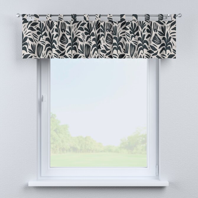 Dekoria Krátký závěs na poutkách, rostlinný motiv na krémovém podkladu, 260 x 40 cm, Botanic Viscose, 145-21