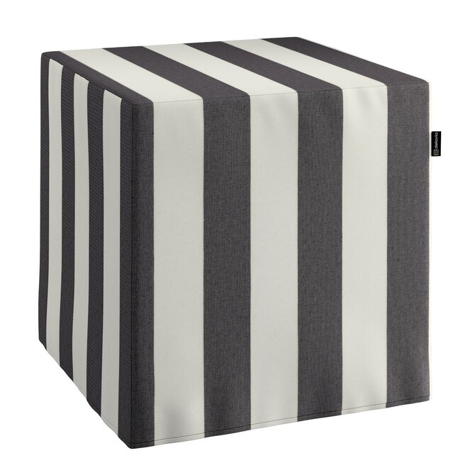 Dekoria Náhradní potah na sedák -kostka pevná, bílé a grafitové svislé pruhy, kostka 40 x 40 x 40 cm, Quadro, 143-92