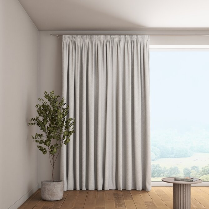 Dekoria Závěs s řasící páskou, vzor v odstínech šedo-bílé, Sunny, 143-43