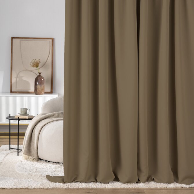 Dekoria Zatemňovací závěs na řasicí pásce tmavě béžová 140 x 280 cm 1 ks., 140x280 cm