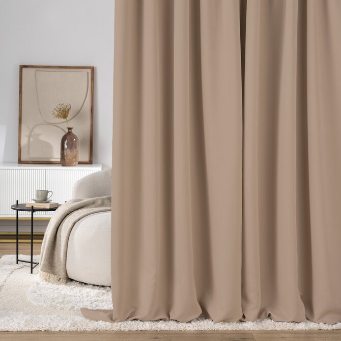 Dekoria Zatemňovací závěs na řasicí pásce tmavě béžová 140 x 280 cm 1 ks., 140x280 cm