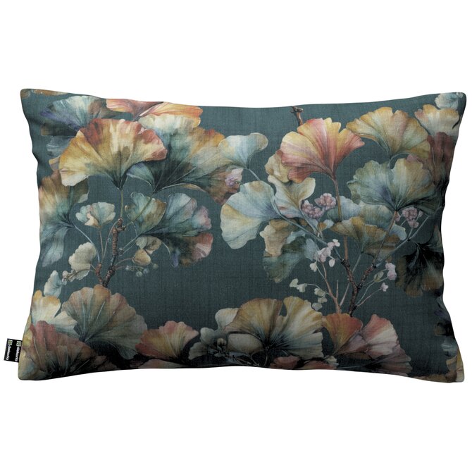 Dekoria Kinga - potah na polštář jednoduchý obdélníkový, listy jinanu na tmavě modrém podkladu, 60 x 40 cm, Botanic Viscose, 145-24