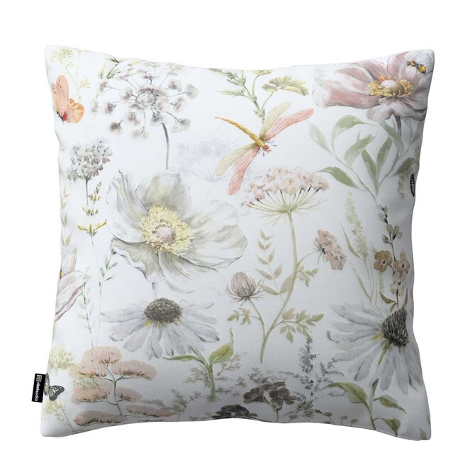 Dekoria Kinga - potah na polštář jednoduchý, bílá, růžová, zelená, 43 x 43 cm, Gardenia, 143-96