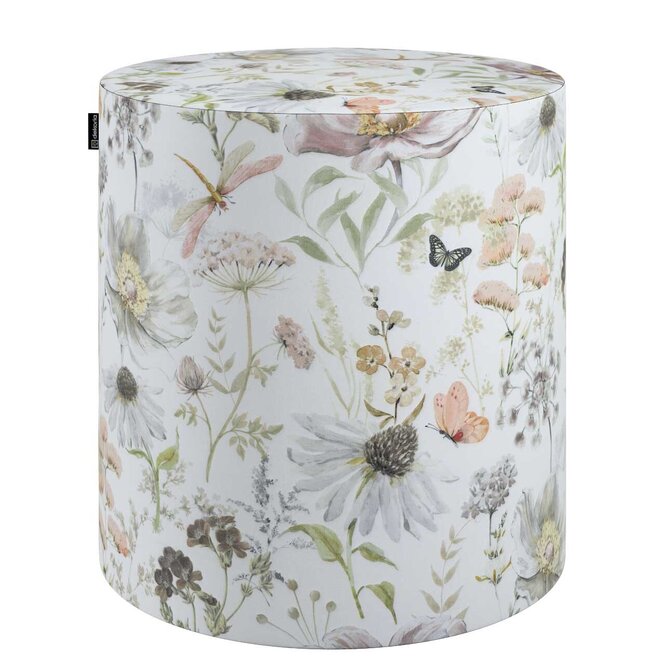 Dekoria Sedák Barrel- válec pevný,  d40cm, výška 40cm, bílá, růžová, zelená, ø40 cm x 40 cm, Gardenia, 143-96