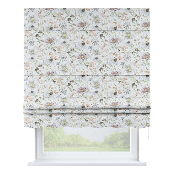 Dekoria Římská roleta Firenze, bílá, růžová, zelená, Gardenia, 143-96