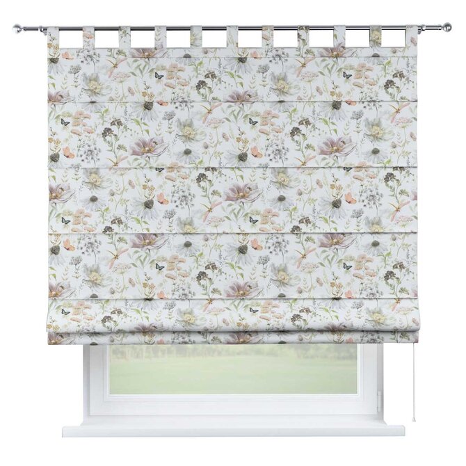 Dekoria Římská roleta Verona, bílá, růžová, zelená, Gardenia, 143-96