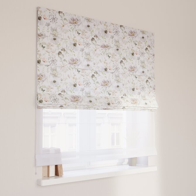 Dekoria Římská roleta Duo, bílá, růžová, zelená, Gardenia, 143-96