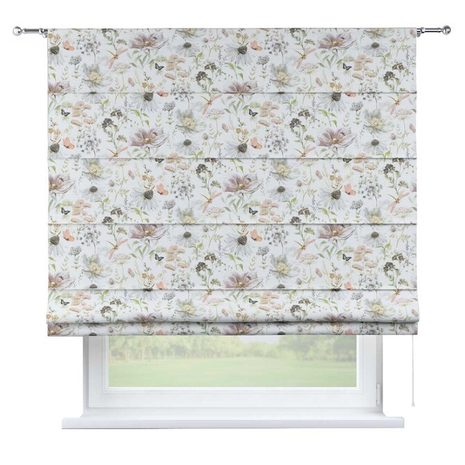 Dekoria Římská roleta Torino, bílá, růžová, zelená, Gardenia, 143-96