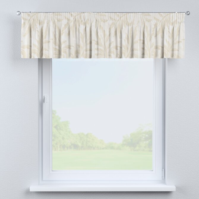 Dekoria Krátký závěs na řasící pásce, akantové listy v barvě ecru, 130 x 40 cm, Christmas, 144-93