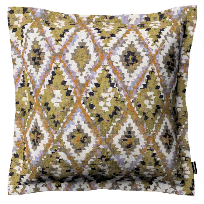 Dekoria Mona - potah na polštář hladký lem po obvodu, béžovo-olivová, 45 x 45 cm, Cosy Home, 145-37