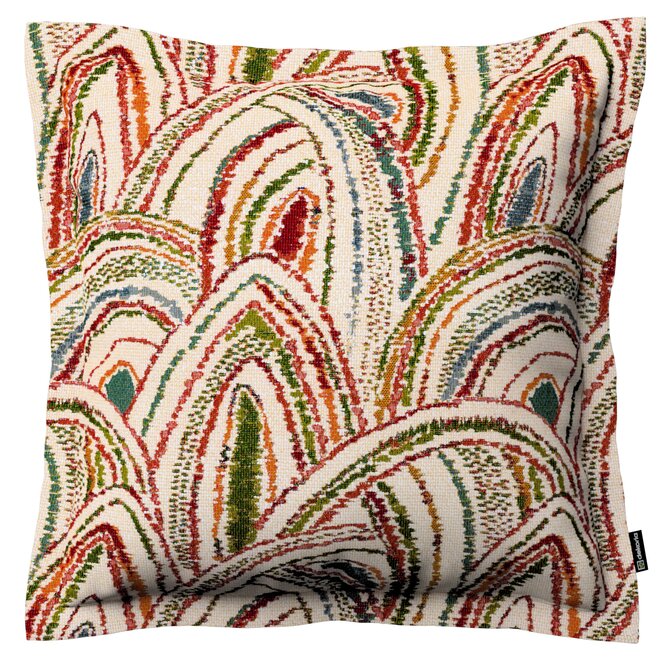 Dekoria Mona - potah na polštář hladký lem po obvodu, červeno-zelená, 45 x 45 cm, Cosy Home, 145-32