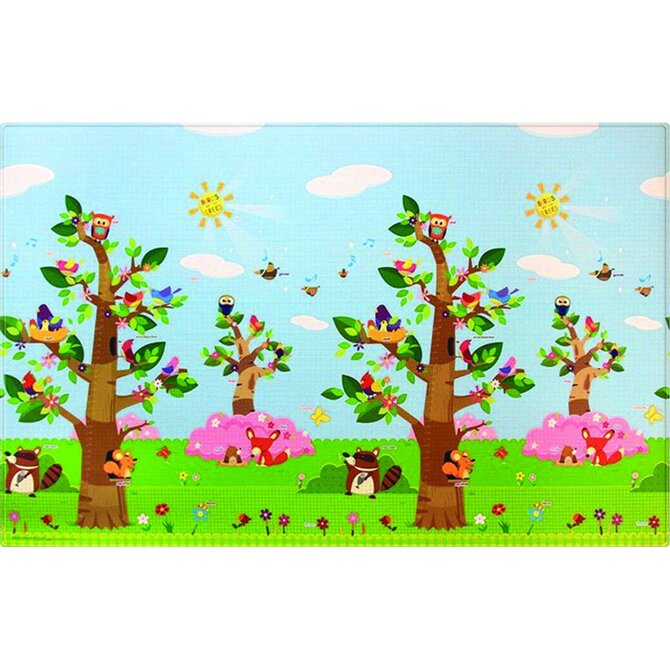 Oboustranný protiskluzový koberec Ptáci v korunách stromů - 140x210 cm Vícebarevná, Střední (80x160 - 164x240), Syntetický (umělý)