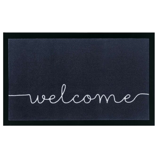 Hanse Home Collection koberce Protiskluzová rohožka Welcome  Anthracite/Cream - na ven i na doma - 45x75 cm Šedá, Malé (80x150 cm a menší), Syntetický (umělý)