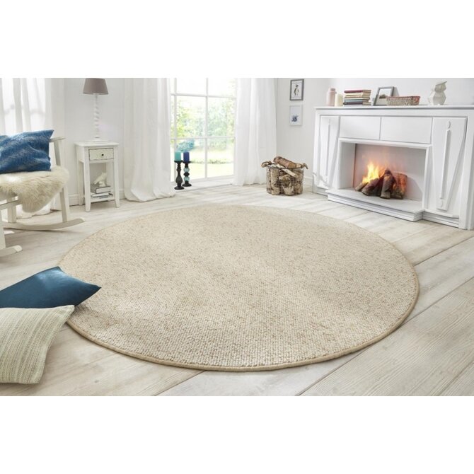 BT Carpet - Hanse Home koberce Kusový koberec Wolly  kruh - 133x133 (průměr) kruh cm Bílá, Střední (80x160 - 164x240), Syntetický (umělý)