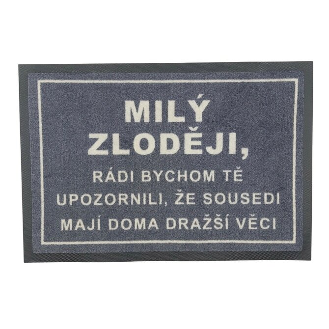 GDmats koberce Rohožka Milý zloději 40x60 cm - na ven i na doma - 40x60 cm Šedá, Malé (80x150 cm a menší), Syntetický (umělý)