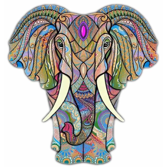 FULGENT WORLD Dřevěné Puzzle Dřevěná skládačka se zvířátky - Slon - velikost A4, 29x21cm