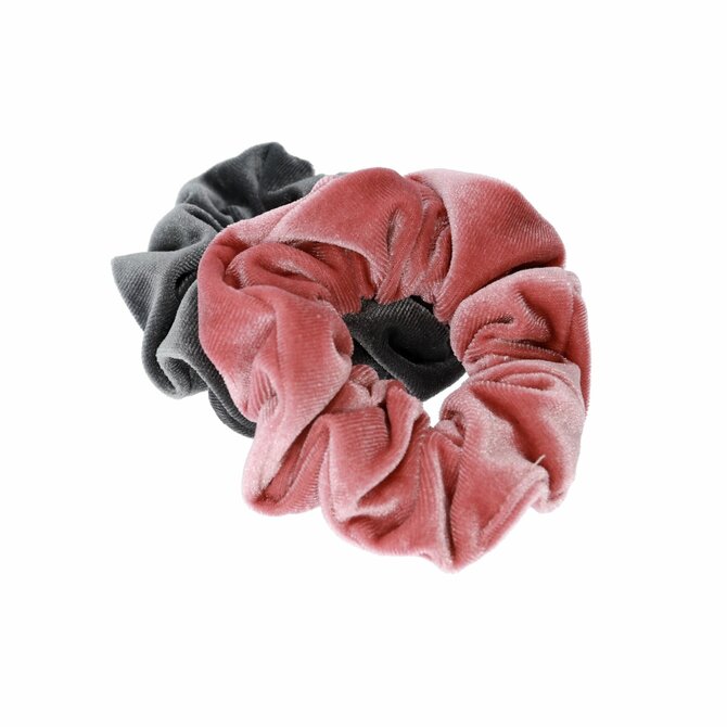 Šedá a růžová scrunchie