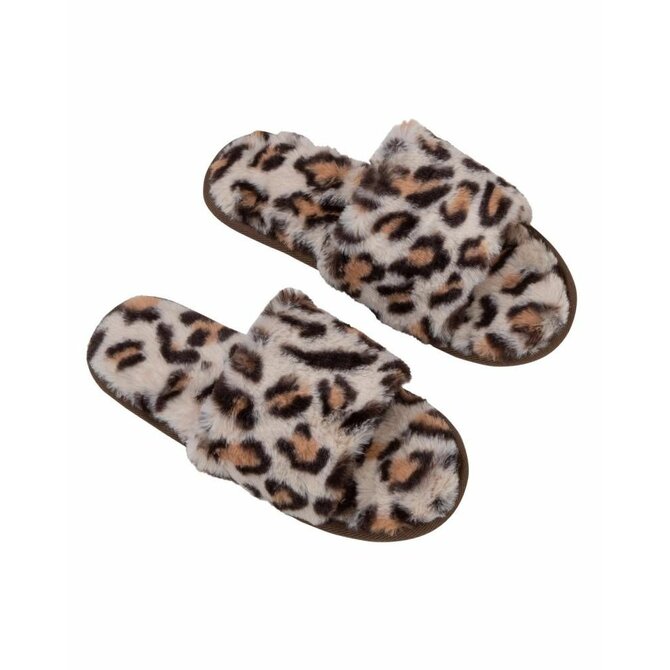 Leopardí pantofle Béžová