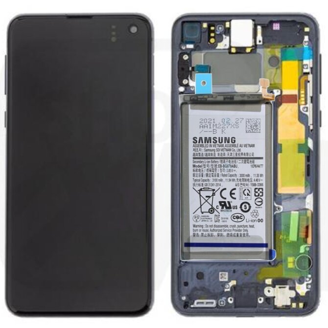 Samsung Galaxy S10e G970 LCD displej dotykové sklo + baterie (Service Pack) Prism Black