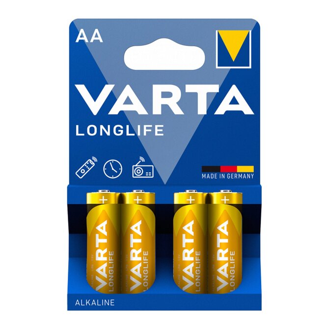 Alkalické tužkové baterie VARTA Longlife, AA (4 kusy)