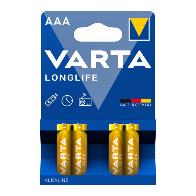 Alkalické mikrotužkové baterie VARTA Longlife, AAA (4 kusy)