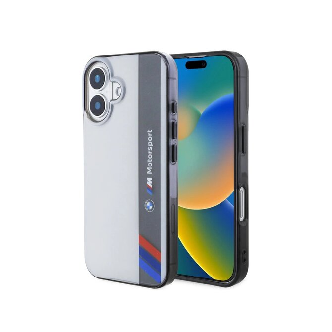 BMW IML Motorsport Vertical Stripe Zadní Kryt pro iPhone 16 Plus Šedý