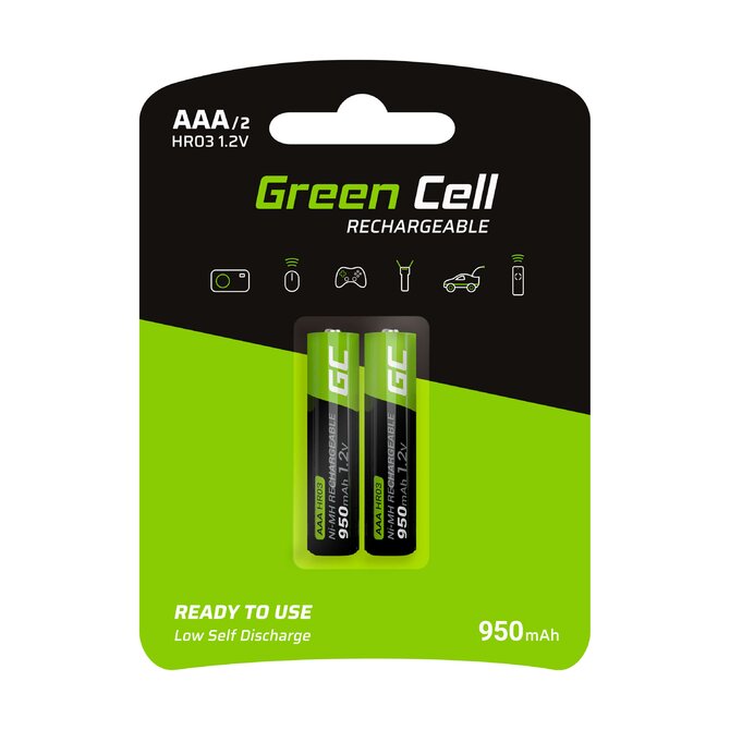 Green Cell Dobíjecí baterie Ni-MH 2x AAA HR03 950 mAh