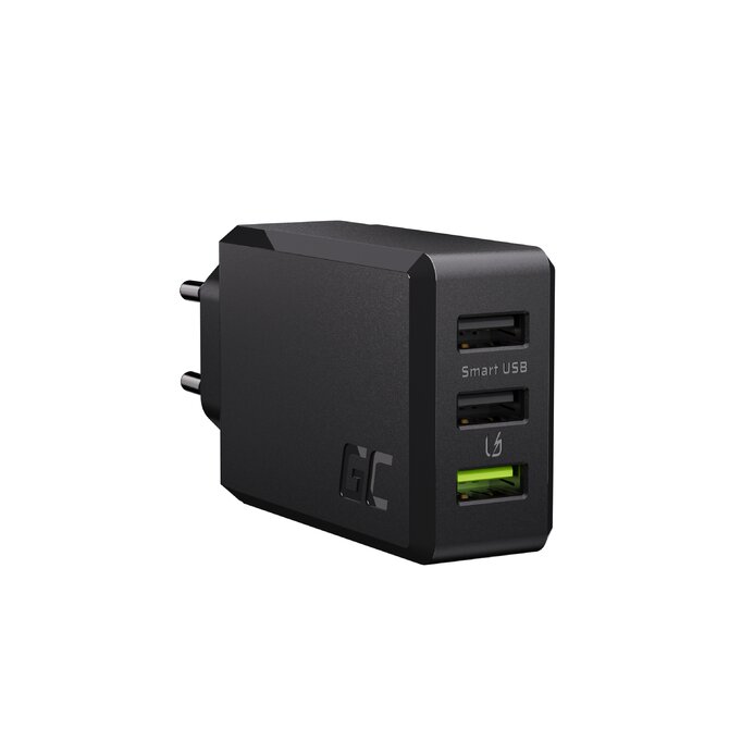Green Cell cestovní nabíječka s rychlým nabíjením Ultra Charge a Smart Charge 3xUSB 30W