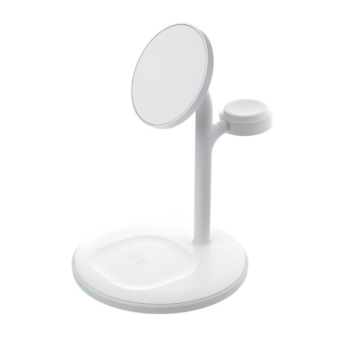 Greencell  Nabíječka MagScape bílá - Indukční stojánek 3v1 MagSafe pro Apple iPhone / Watch / AirPods a další bezdrátová sluchátka