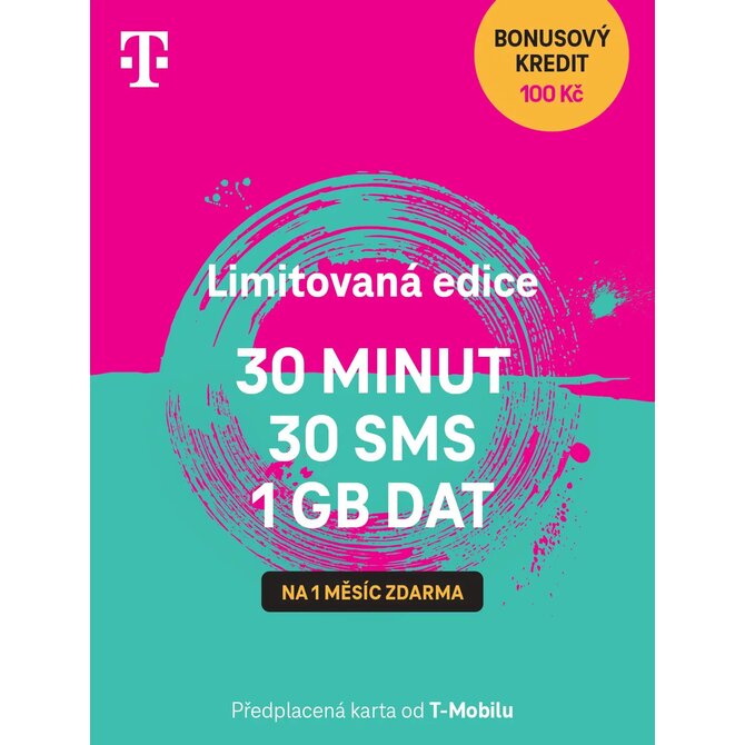 Předplacená karta T-Mobile 30 minut, 30 SMS a 1 GB dat - Limitovaná edice