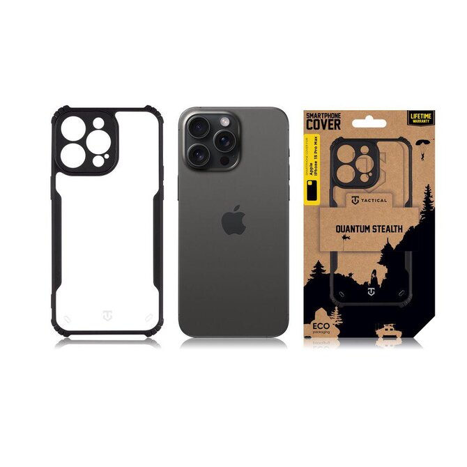 Tactical Quantum Stealth Kryt pro Apple iPhone 15 Pro Max Clear/Black
