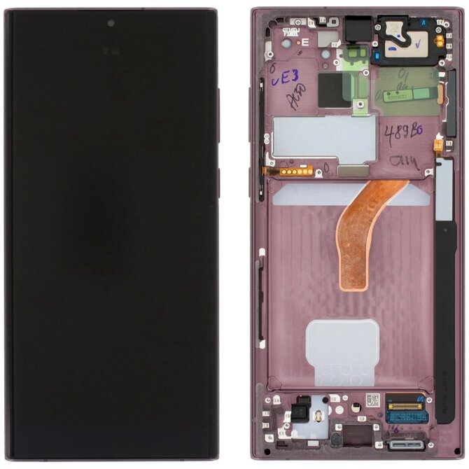 Samsung Galaxy S22 Ultra 5G S908 LCD displej dotykové sklo originální (Assembled Service Pack) Burgundy