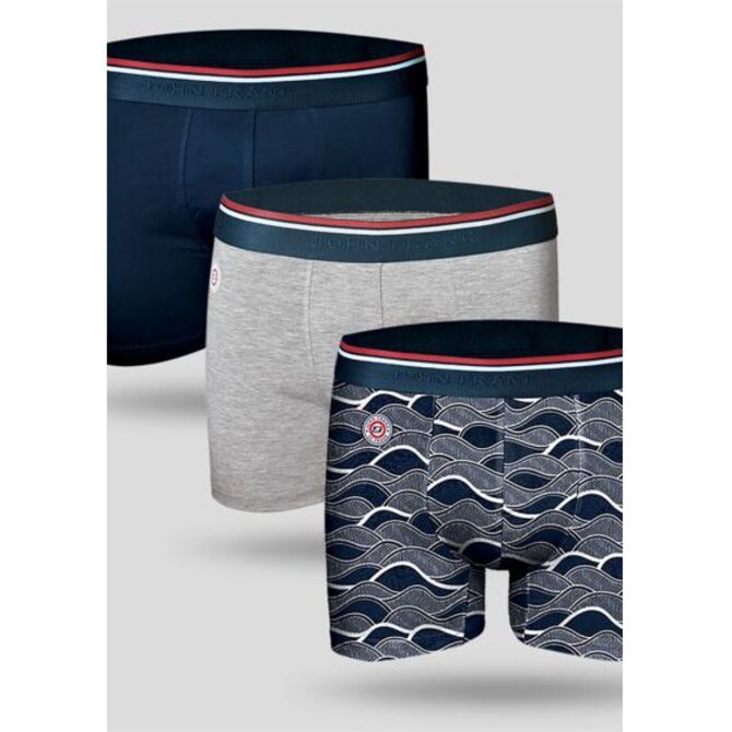 Pánské boxerky John Frank JF3BM06 3 PACK Modrá, M
