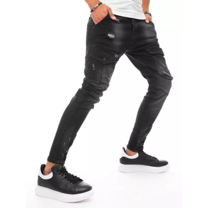 Pánské jeans kalhoty s kapsami černé