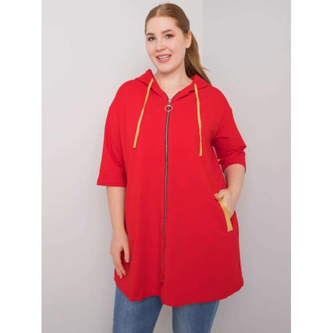 Dámská mikina na zip plus size LOUNES červená Červená, Univerzální