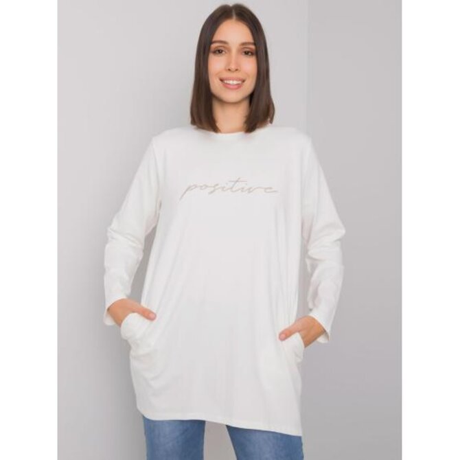 Dámská tunika s nápisem plus size KAYLAH ecru Ecru, Univerzální