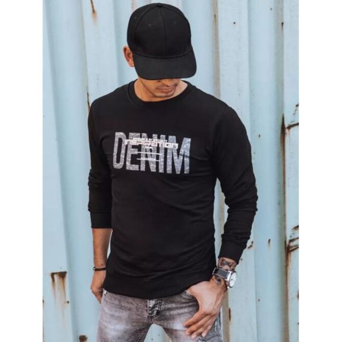 Pánská mikina s potiskem DENIM černá
