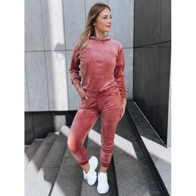 Dámská velurová souprava VOGUE růžová Růžová, L/XL