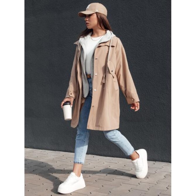 Dámská bunda parka MODERN LOOK béžová Béžová, Univerzální